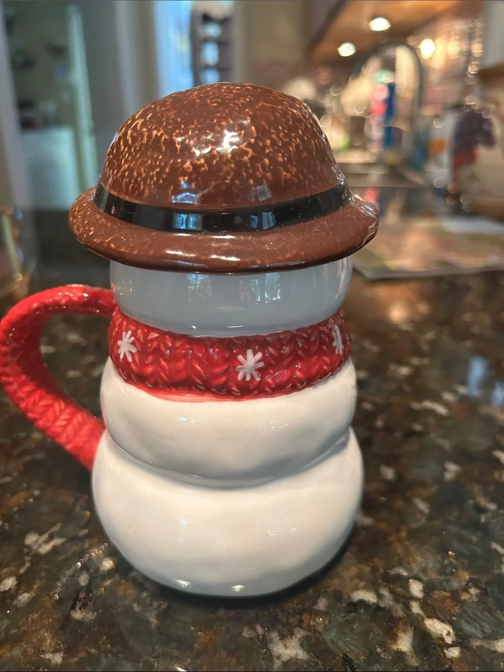 Signature Home collection Snowman Ceramic Mug with Red Scarf and Brown Hat